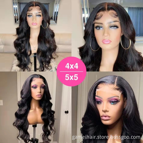 2021 wholesale frontal custom wigs 100%  Body Wave 5*5 13*4"  transparent Lace brazilian human hair lace front human hair wigs